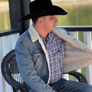 Levi's Light Blue Denim Sherpa Jacket with Cream Collar